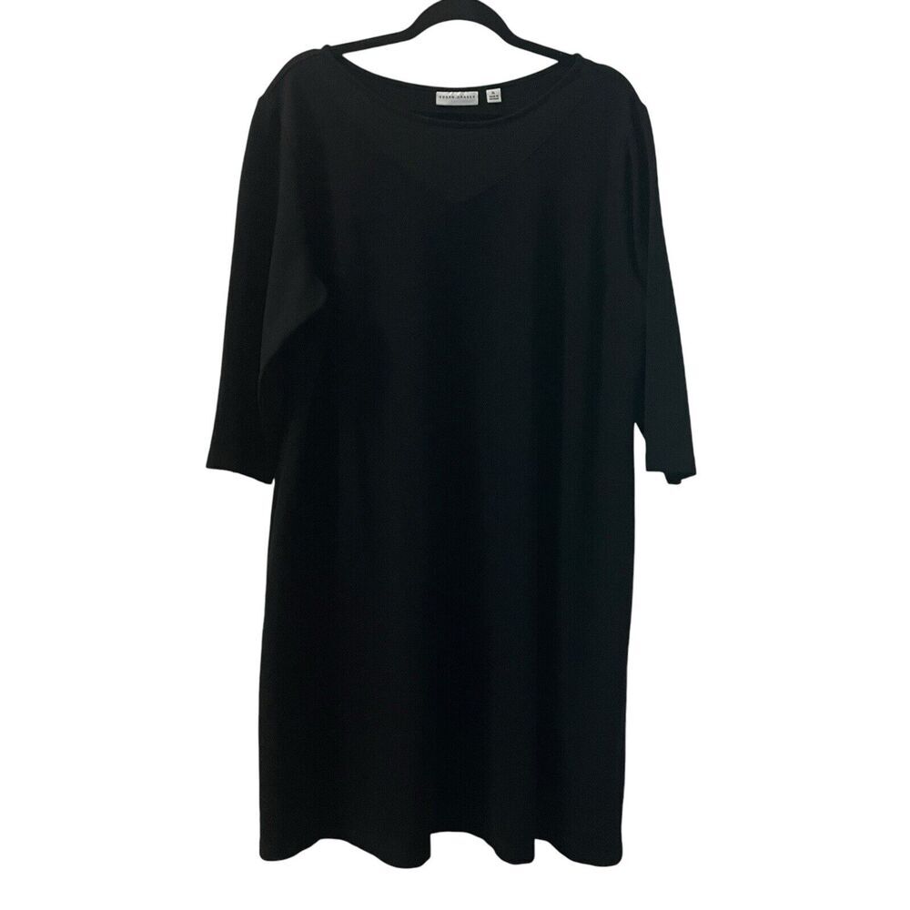 Susan Graver Dress Women’s XL Black Shift Minimalist Business Casual Modest